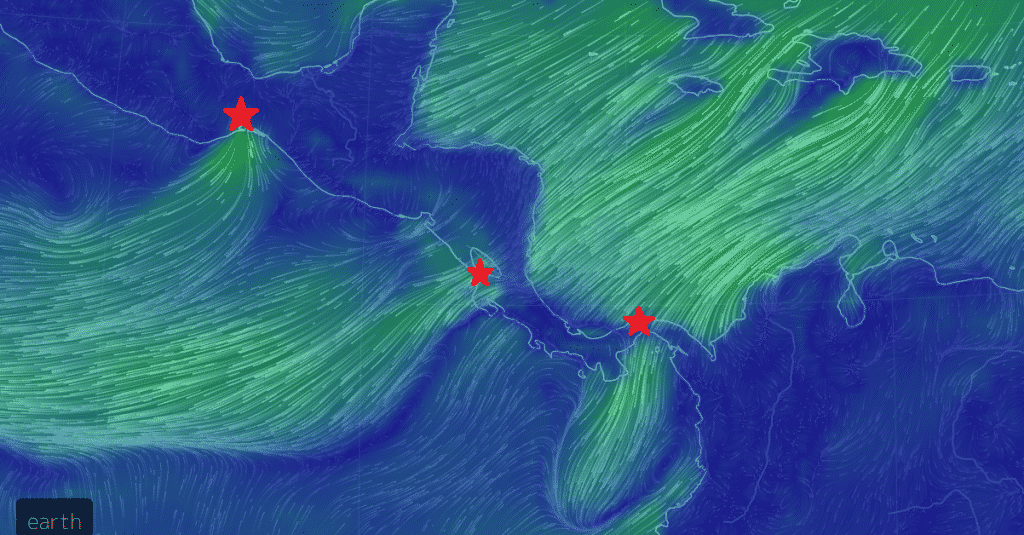 Central America Wind Gap Map