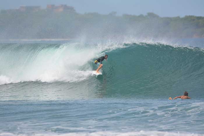 Getting barreled at Playa Grande, Costa Rica