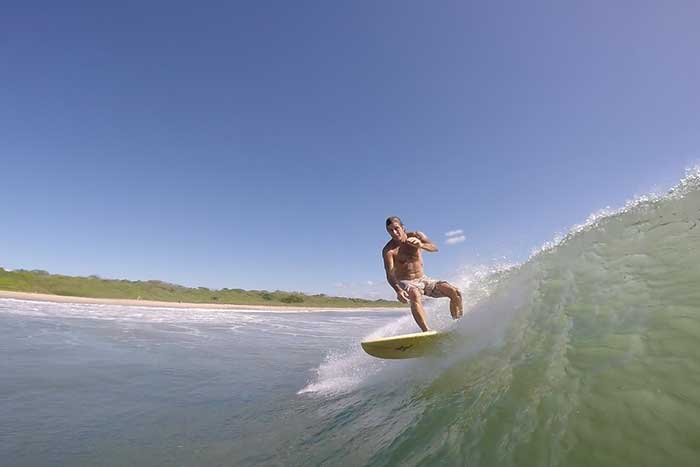 Surfing an empty wave at Palm Beach, Playa Grande - Costa Rica