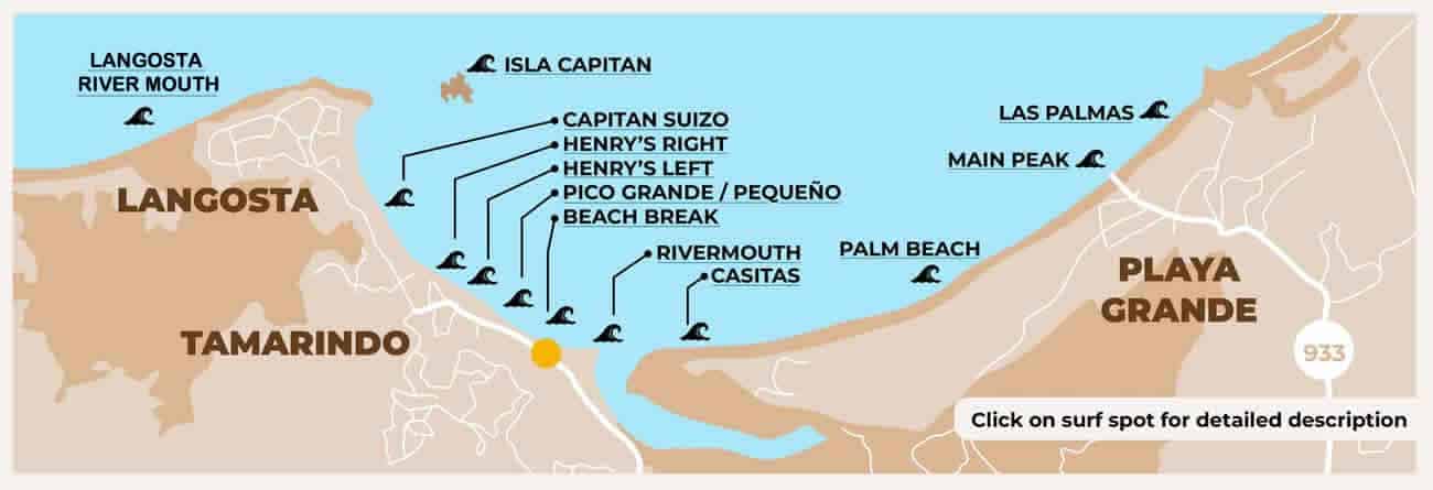 Tamarindo Surf Map