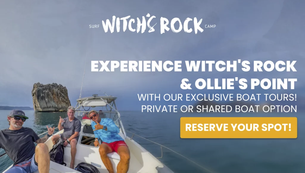 A legendary surfing adventure to Witch's Rock and Ollie's Point, renowned for their challenging waves and stunning natural beauty