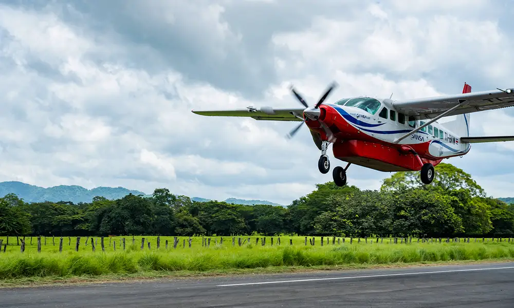 Sansa Airlines Plane Landing Tamarindo Surf Trip Costa Rica