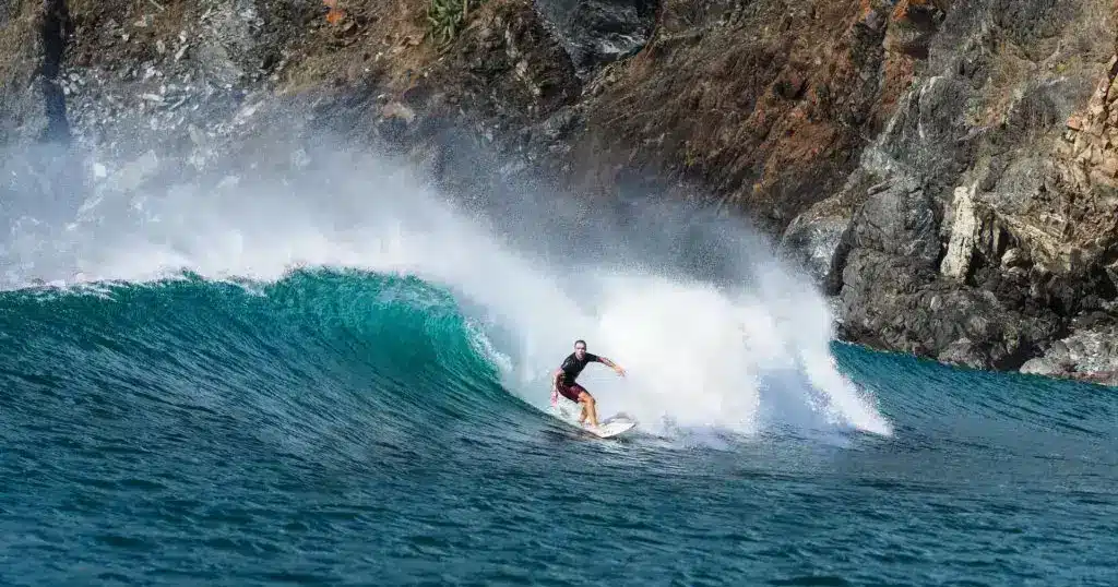 Man surfing a righthand pointbreak in Costa Rica